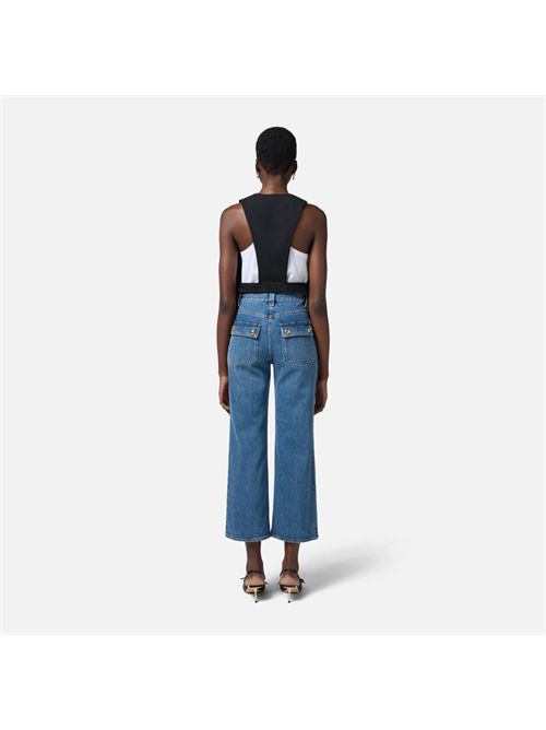 Jeans crop a palazzo con tasche applicate ELISABETTA FRANCHI | PJ91I51E251E2139